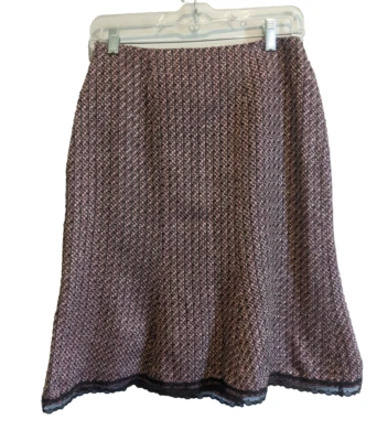 Falda acampanada vintage Worthington borgoña mezcla de lana ribete de encaje talla 4 Preppy Foto 1 de 4