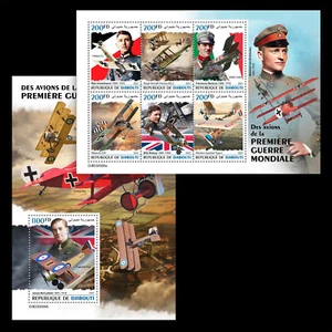World War I Planes Aircraft MNH Stamps 2023 Djibouti M/S + S/S - Picture 1 of 3