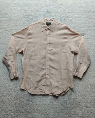 Camisa negra marrón 1826 100 % lino para hombre calce clásico naranja claro talla L Foto 1 de 4