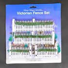 Winter Village Accessories - White Picket Fence Set w/ Garland  #970292 NOS