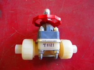 Asahi AV PVDF Diaphragm Valve 3/4", PTFE Diaphragm, FC Stem & Sleeve, Butt End - Picture 1 of 9