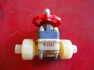 Asahi AV PVDF Diaphragm Valve 3/4", PTFE Diaphragm, FC Stem & Sleeve, Butt End - Image 1 of 4