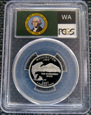 :2007-S S25C WASHINGTON STATE QUARTER PCGS PR 70 DCAM SILVER RARITY R3 TOP-POP - Image 1 of 2
