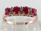 SUPERIOR 9CT ROSE GOLD RUBY & DIAMOND ETERNITY ART DECO INS RING FREE RESIZE