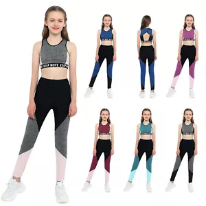 iEFiEL Tuta Ragazza Sport Reggiseno Top e Leggings Sportiva Tuta Jogging - Foto 1 di 79