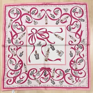 GUERLAIN Paris Silk Perfume Bottle Scarf Handkerchief,Pocket Square 23”x22” - Picture 1 of 12