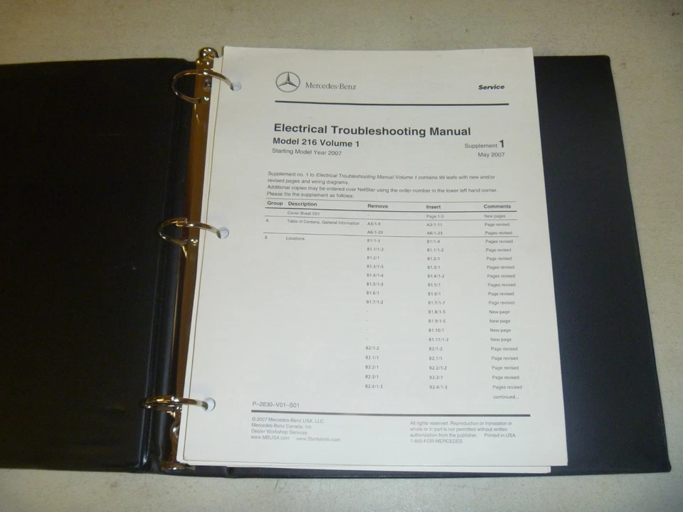 2007-2008 Mercedes Benz CL550 CL600 CL63 Electrical Wiring Diagram Manual Vol 1 - Image 1 of 1