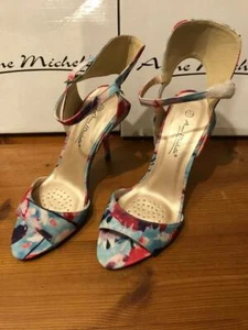 Anne Michelle modische Damensandalen mit hohem Absatz blau rot Größe 7 UK - Bild 1 von 4