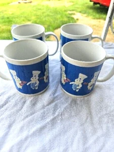 Set Of 4 2007 Pillsbury Doughboy Poses 10 oz Blue Ceramic Mug - Picture 1 of 5