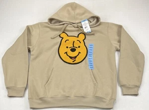 Disney Winnie The Pooh Hoodie Sweatshirt Knitted Pooh Face Pullover Large Tan - Picture 1 of 5