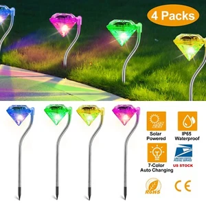 4 PCS LED Solar Powered Lights Diamond Stake Pathway Landscape Garden Lawn Decor - Picture 1 of 12