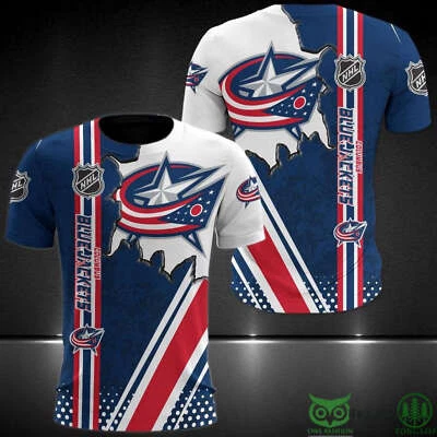 Camiseta Columbus Blue Jackets Mapa 3D, Camiseta Equipo Hockey, Regalo Navidad Foto 1 de 2