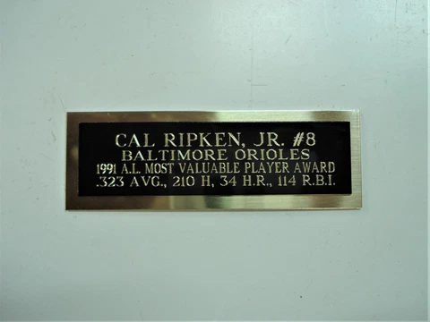 Cal Ripken Jr. Orioles 1991 AL MVP Award Baseball Card Plaque Nameplate 1" X 3" Cover