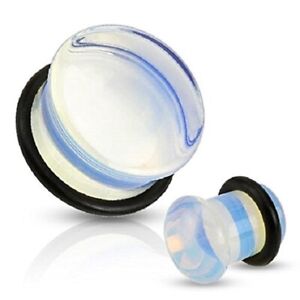 Organic Opal/Opalite Stone O-Ring Gauges/Plugs/Tunnels 2 Piece (1 Pair) (A/28)