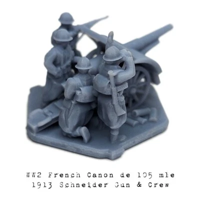 WW2 French Canon de 105 mle 1913 Schneider Gun & Crew Artillery | 15mm, 1/72 - Image 1 of 4