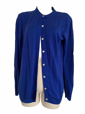 NWOT Peter Hahn Blue Pure Tasmanian Wool Crew neck Cardigan Sz 12 - Image 1 of 4