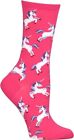 Hot Sox Womens Collection Crew Socks Hosiery Unicorn (Hot Pink)