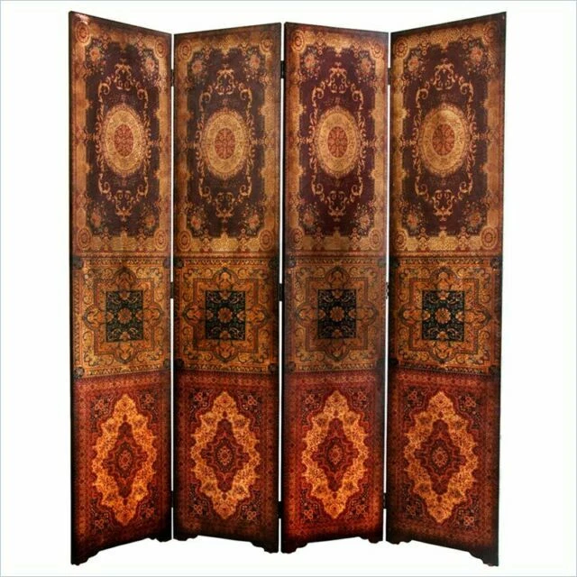 Oriental Furniture 6 ' Tall Olde-worlde Baroque Room Divider in Brown