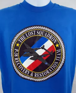 T-shirt uomo vintage Lost Squadron P-38 Glacier Girl recupero restauro M blu - Foto 1 di 4