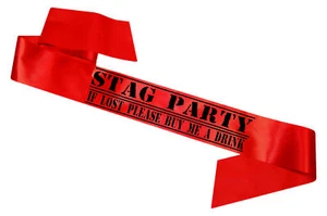 Stag Do Sash - If Lost Please Buy Me A Drink - Stag Night Party Groom - Red - Picture 1 of 6