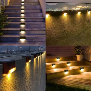 US 8 Pc Solar Deck Step Lights Waterproof LED Outdoor Stairs Fence Yard Lamps - Picture 1 of 20