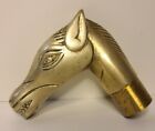 Vintage Solid Brass Horse Head Cane Handle Walking Stick Topper Finial Detailed
