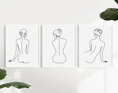 POSTERS EMPORIUM Set of 3 Woman Line Art Drawing Prints. Perfect for minimalist decor