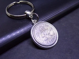 1949 Lucky Sixpence Keyring Genuine Polished Coin In Setting - Picture 1 of 3