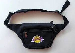LA LAKERS fanny pack belt bag 3 pocket embroidered NBA exclusive black canvas - Picture 1 of 8
