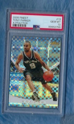 TONY PARKER 2005-06 FINEST X-FRACTOR #13 PSA 10 GEM MINT SAN ANTONIO SPURS POP 2 - Image 1 of 2