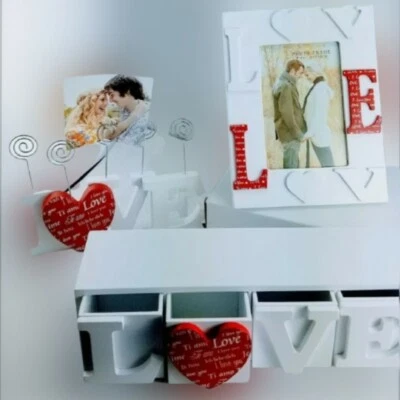 Caja de baratijas AMOR Porta notas AMOR marco de fotos cerca de mi corazón CONJUNTO DE 3 Foto 1 de 4