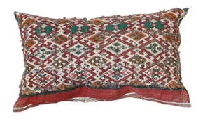 Vintage Moroccan Kilim Pillow  Handmade Berber Tribal Pattern 26"x16’’ Authentic - Picture 1 of 12