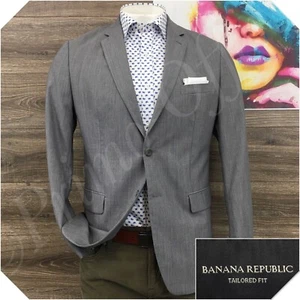 BANANA REPUBLIC Mens Blazer Sport Coat Casual Jacket Size 42R Gray Wool Suit - Picture 1 of 12