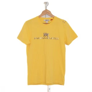Parasuco T-Shirt Mens Medium Y2K Yellow w Silver 3D Logo Jersey Short Sleeve - Picture 1 of 7