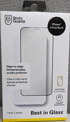 Protector de pantalla de vidrio templado BodyGuardz Pure 2 bordes - iPhone 11 Pro/XS/X Foto 1 de 2