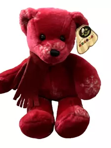 Aurora 12" Glow in the Dark Glowflakes Teddy Bear Red Snowflakes Plush - Picture 1 of 5