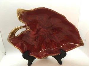 MCM California Keramik blattformige Schale 871 ~ rot und gold Wirbel ~ wie abgebildet - Bild 1 von 8