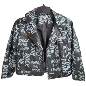 Descendants D-Signed By Disney Faux Leather Rock The Town Black Jacket Size L - Picture 1 of 5