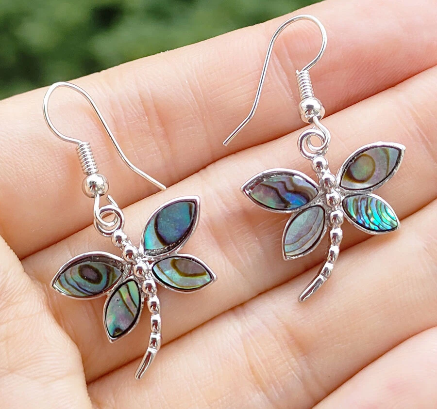 Natural Orgonite Ear Pendants Earrings Dragonfly Life Energy Talisman  - image 1 of 1