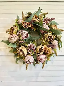 Thanksgiving Fall Wreath for Front Door Artificial Peony Autumn Door Decor - Picture 1 of 7