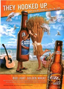 2009 PRINT AD - BUD LIGHT GOLDEN WHEAT BEER AD - THEY HOOKED UP FALL IN LOVE - Picture 1 of 1