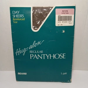 VTG Sears Hug-alon Regular Pantyhose SMOKY TAUPE Size:Petite Reinforced Toe New - Picture 1 of 5