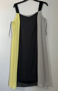 C&A Yessica Yellow/Black/Grey Sheer Overlay Dress Boho-Chic Design Uk 12/14 - Picture 1 of 12