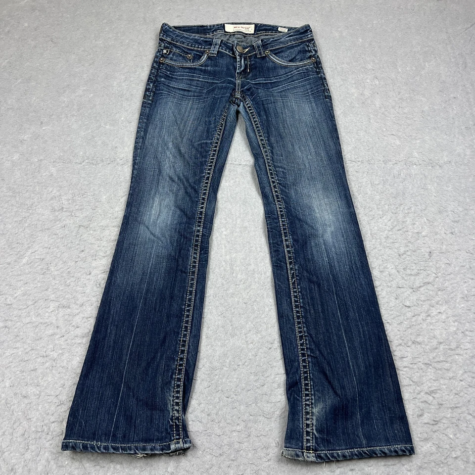 Pantalones de mezclilla Mek Easton 27x31* azul tiro bajo corte boot algodón elástico punto grueso Foto 1 de 4