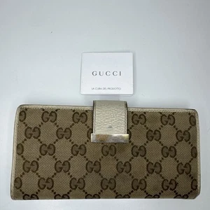 Authentic GUCCI GG Canvas Bifold Long Wallet #2061C 7740 - Picture 1 of 15