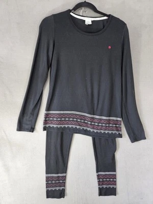 Lucky Brand Mujer Pequeño Largo Johns Ropa de Dormir Pjs Conjunto de 2 Piezas Negro Foto 1 de 4