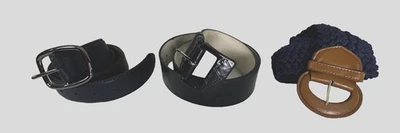 Talbots Womens M Set Lot Bundle of 3 Belts Navy Blue Black Boho Chic Preppy Glam - Image 1 of 4