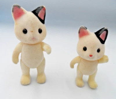 Pair Sylvanian Families Flocked Tuxedo Cats, No Outfits, Vintage, Collect, Toy - Image 1 of 4