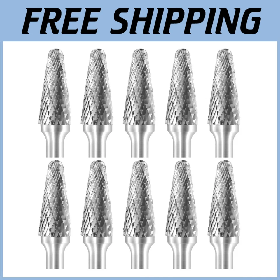 Double Cut Taper Shape Radius Burr Bit - 1/4" Shank - Image 1 of 4