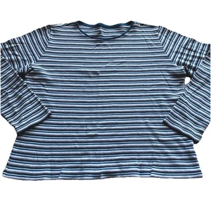 T-shirt Charter Club manica lunga a righe donna taglia media maglietta donna top - Foto 1 di 9